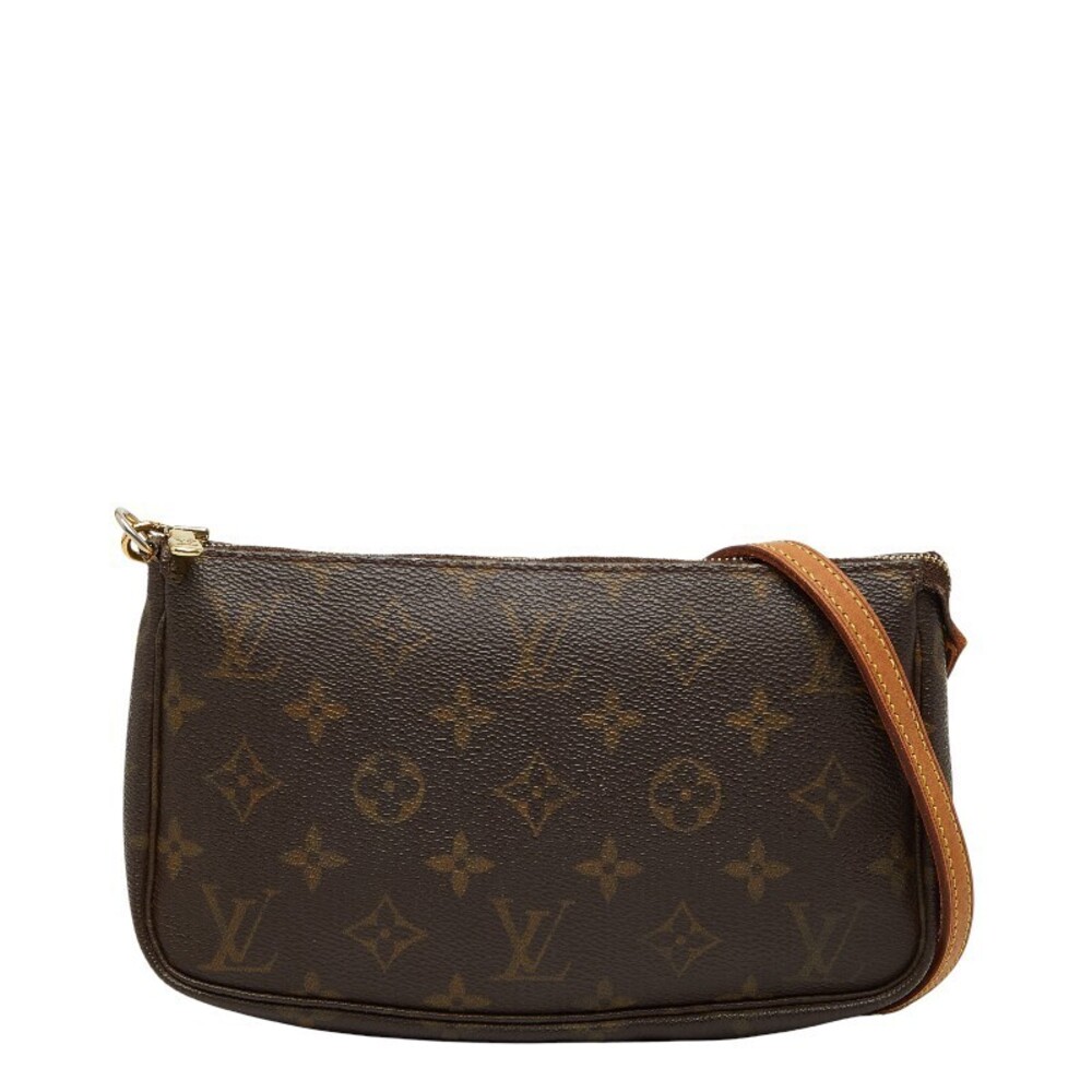 Louis Vuitton Monogram Pochette Accessoires Crossbody Bag Brown Leather